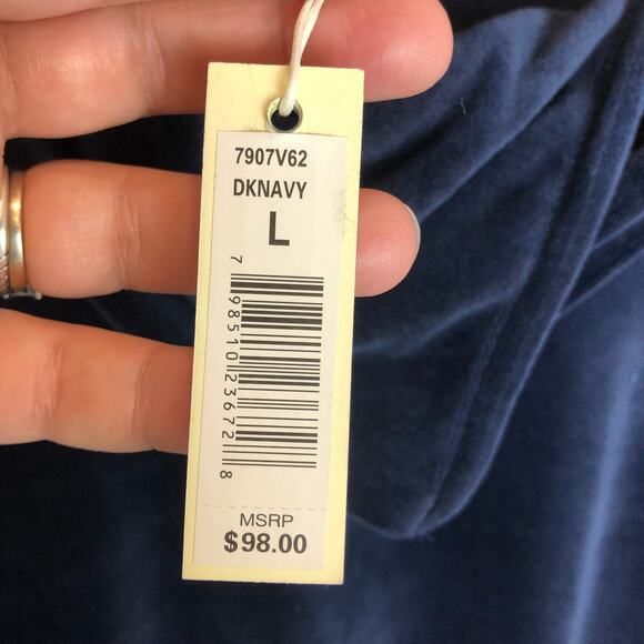Max Studio- Navy Velour Cowl Neck Trapeze Mini Dress - Size Large-NWT - Picture 5 of 9